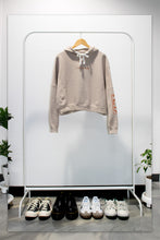 Load image into Gallery viewer, Desert Beige Fleece Crop Hoodie | ISAIDBLANK Logo crop hoodie
